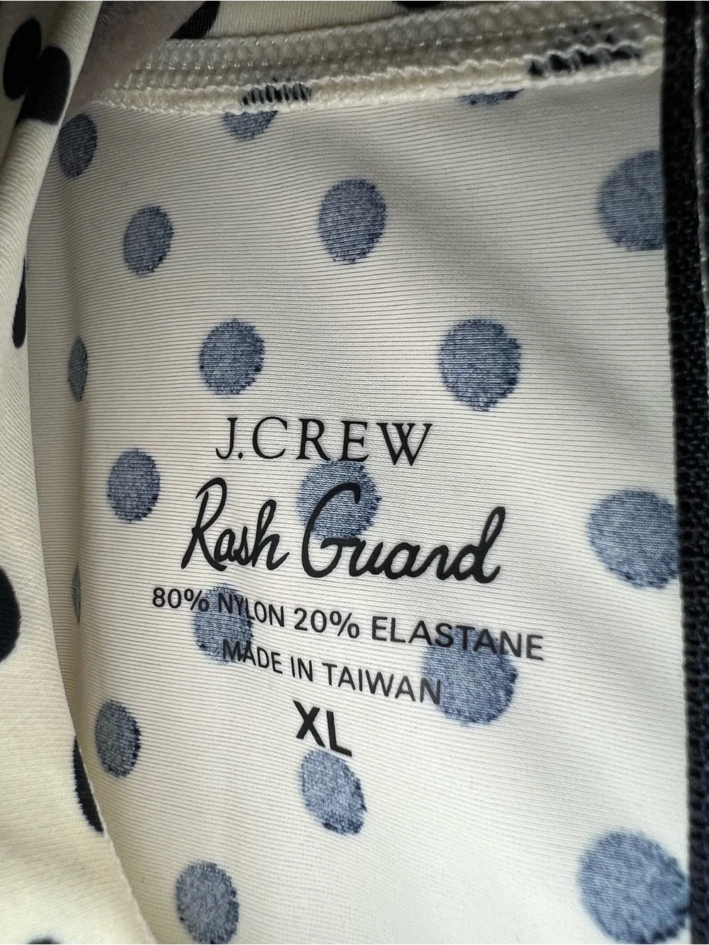 J. Crew Swim White Rash Guard with Black Polka Dots